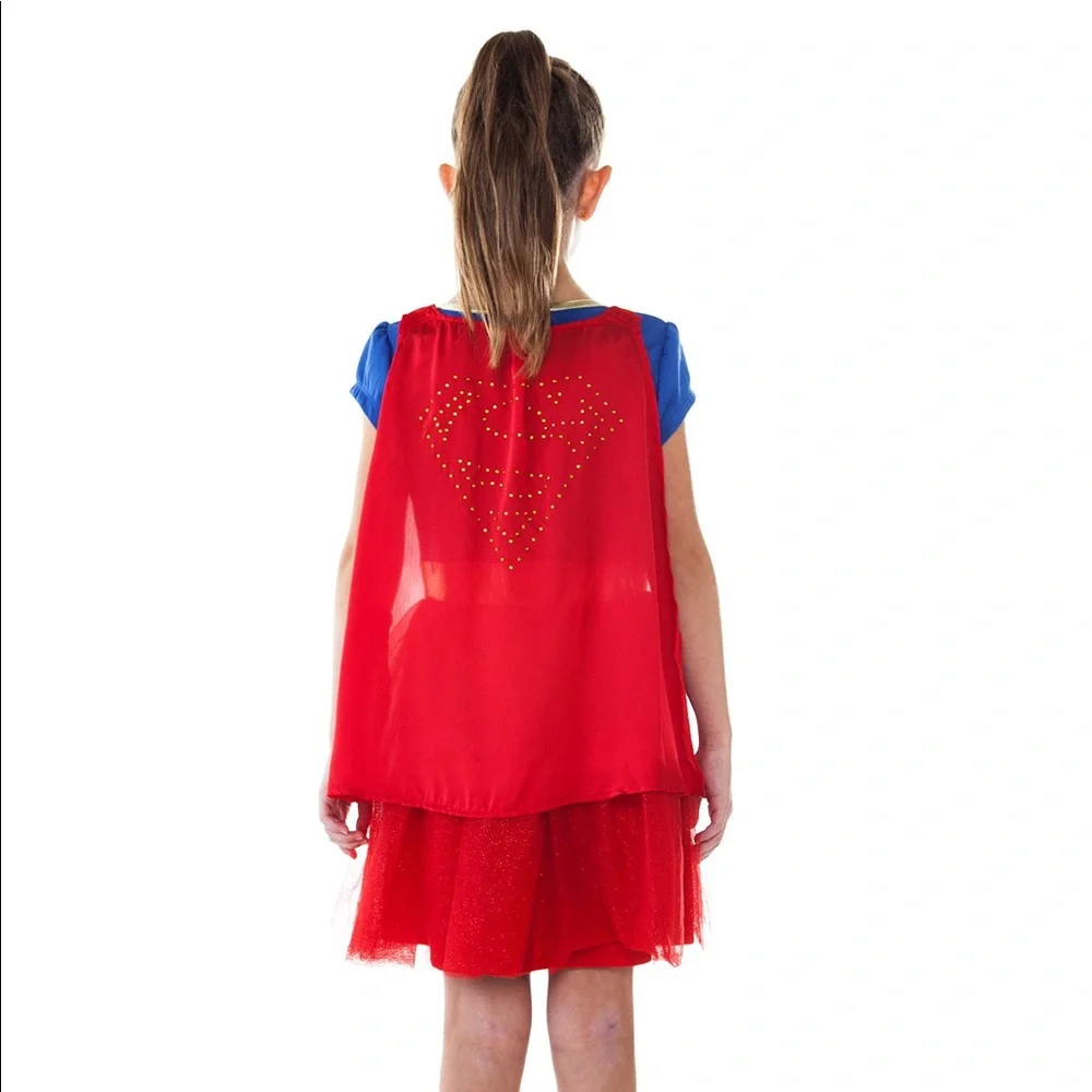 DC Comics Supergirl Costume Dress Kids Medium 8-10 With Cape Superhero Cosplay